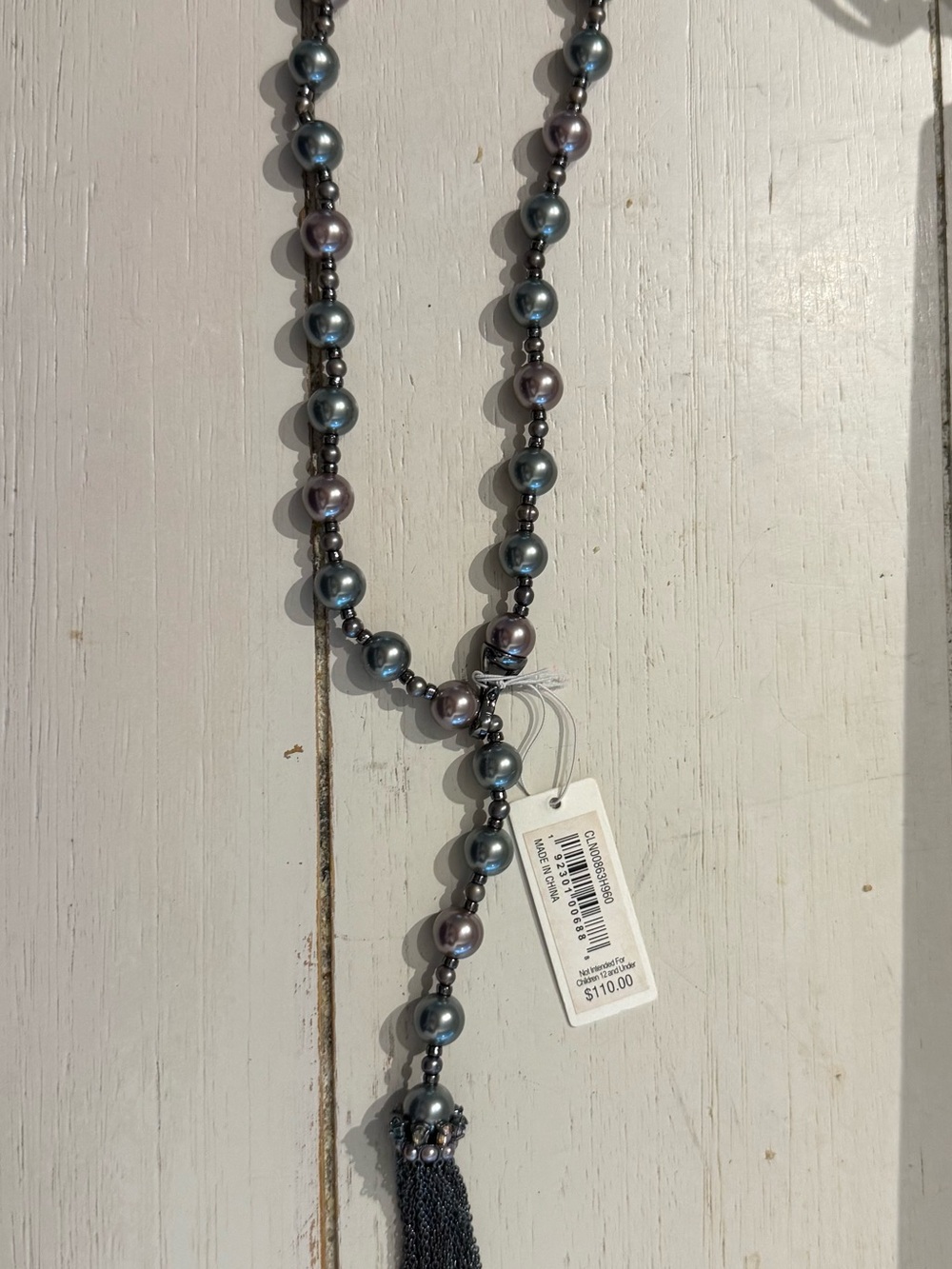 Carolee  Faux Tahitian Pearl Tassel Lariat Necklace